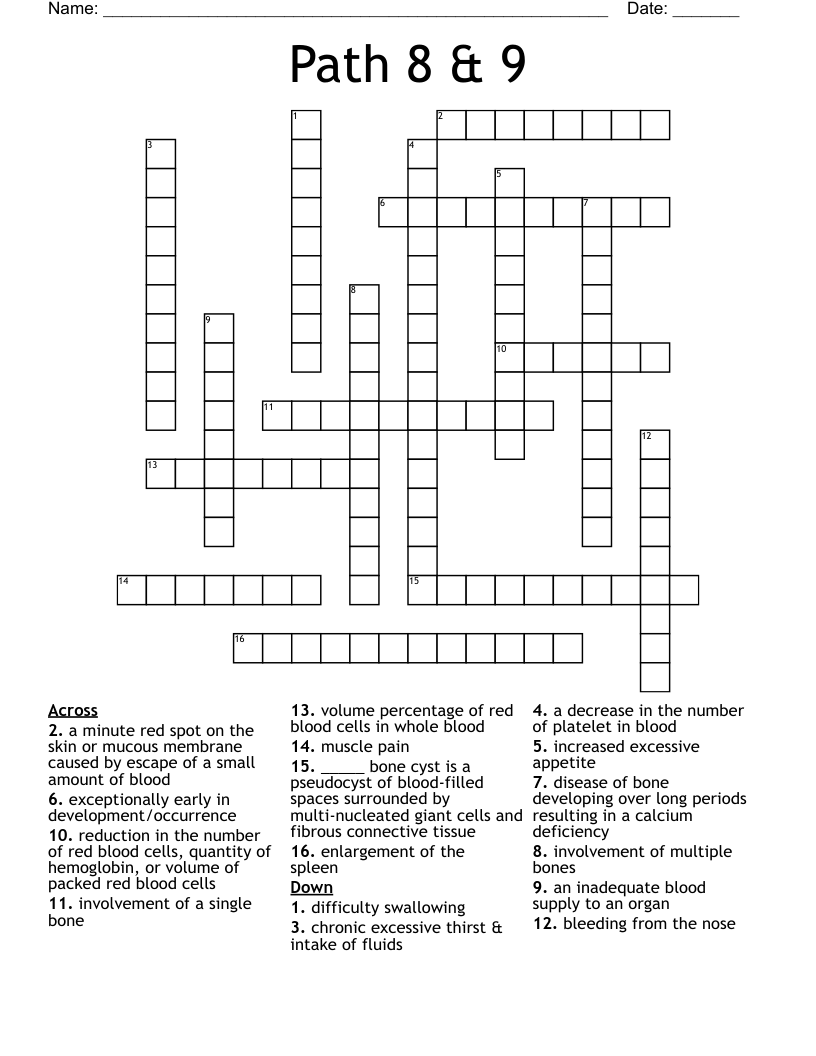 Path 8 & 9 Crossword