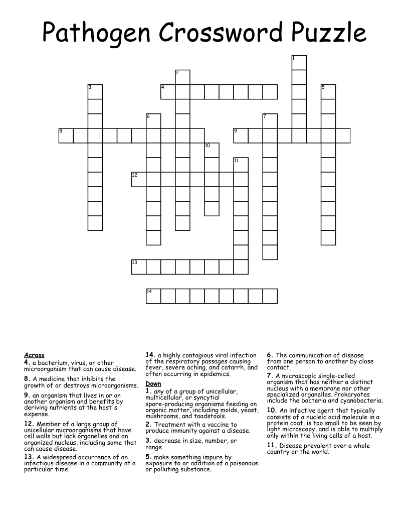 Pathogen Crossword Puzzle