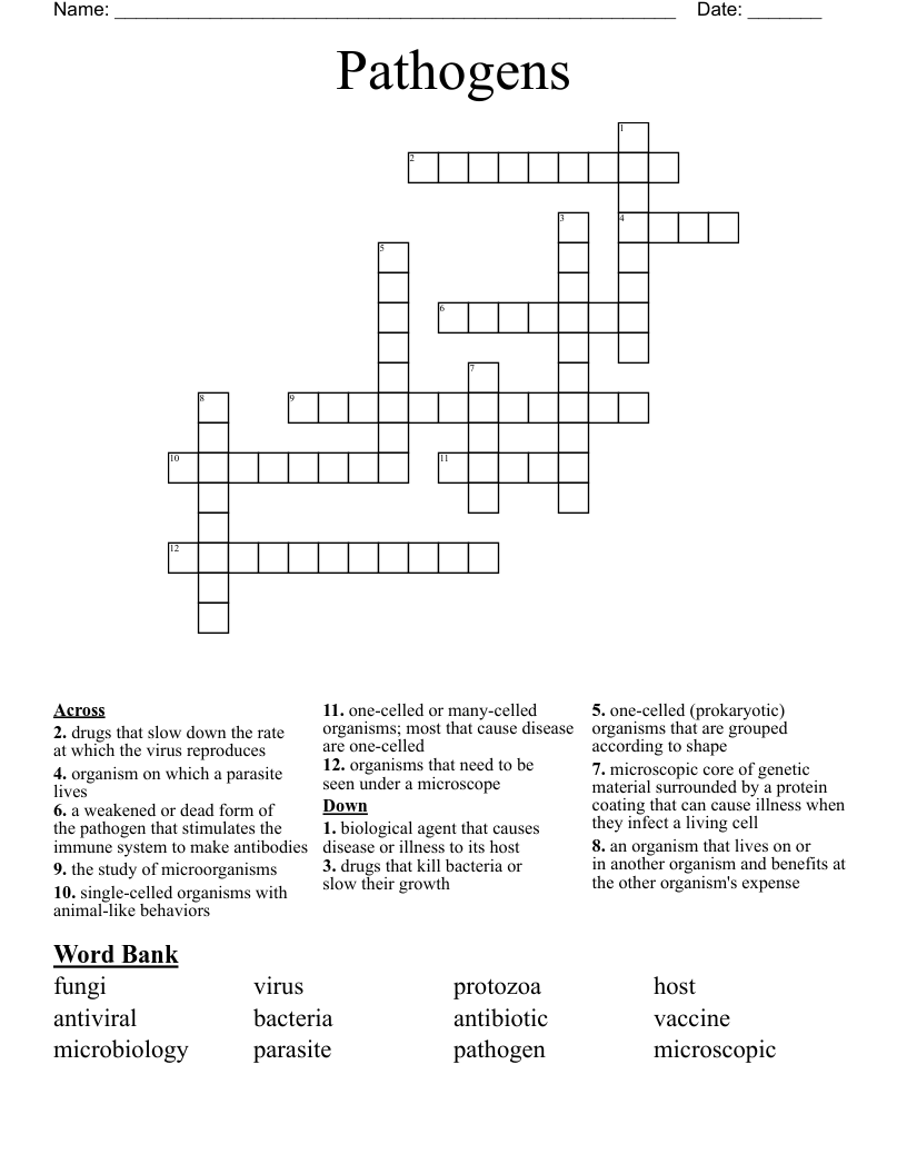 Pathogens Crossword