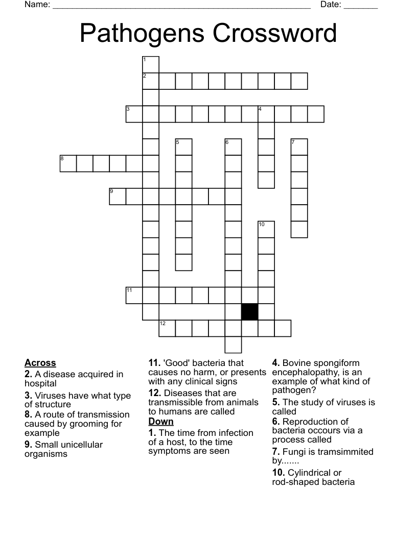 Pathogens Crossword