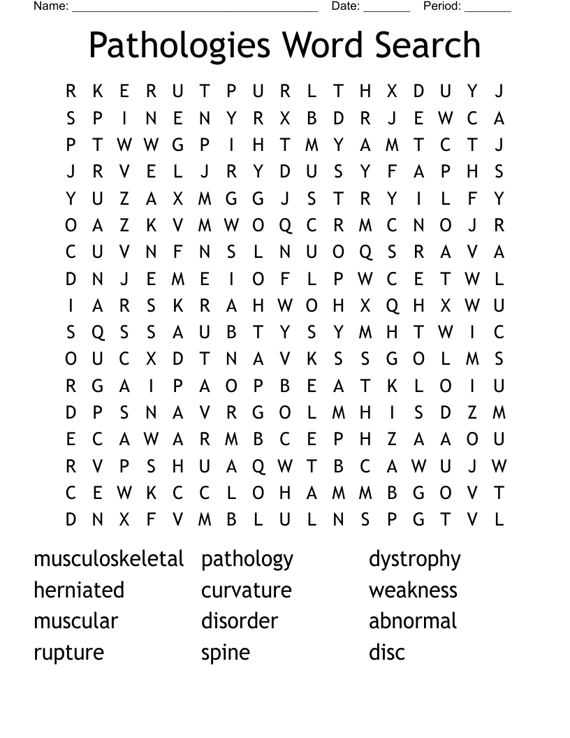 Pathologies Word Search
