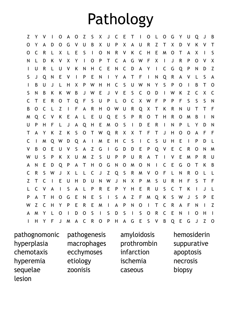Pathology Word Search