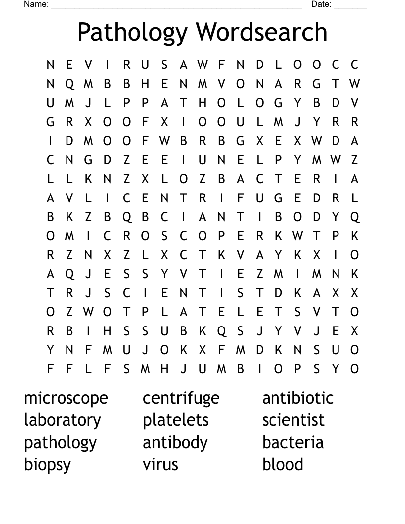 Pathology Wordsearch