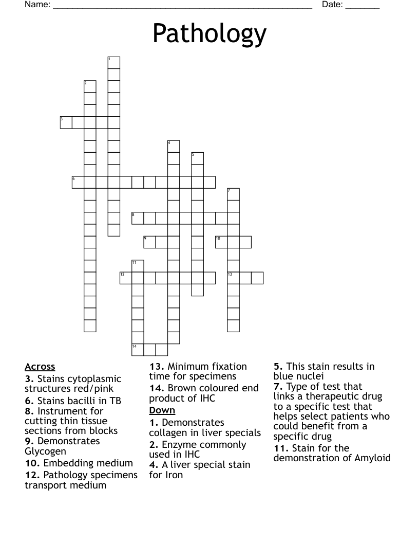 Pathology  Crossword
