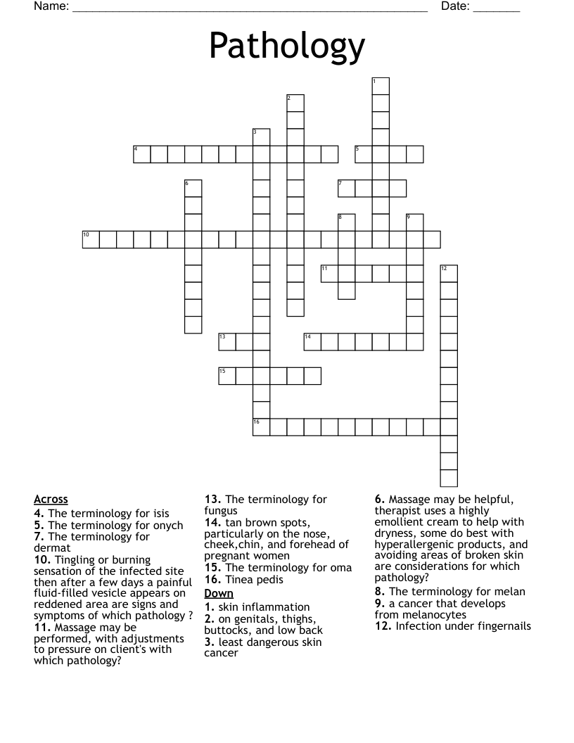 Pathology  Crossword