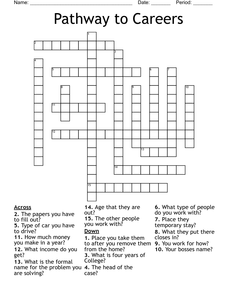 Pathway to Careers  Crossword