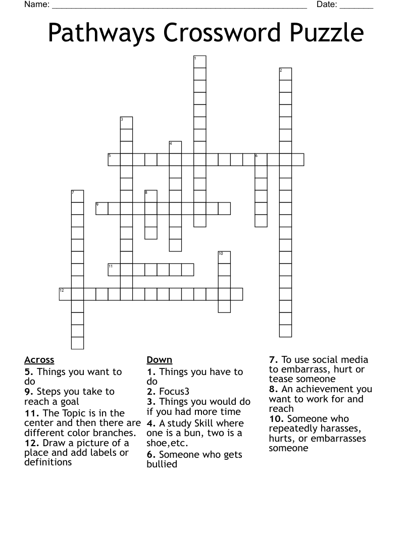 Pathways Crossword Puzzle