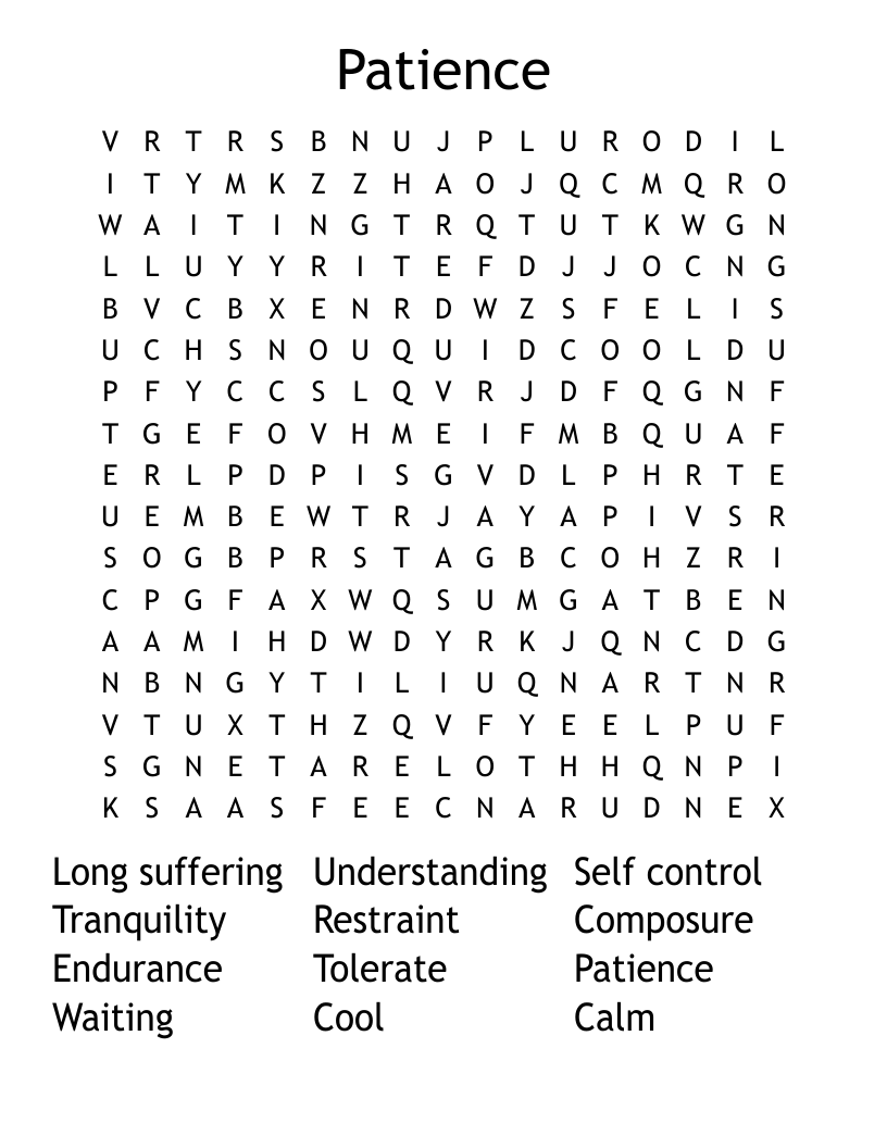 Patience Word Search