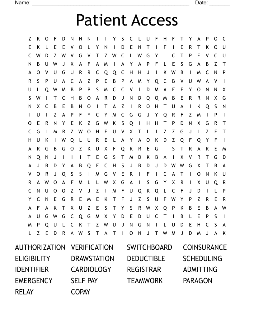 Patient Access Word Search