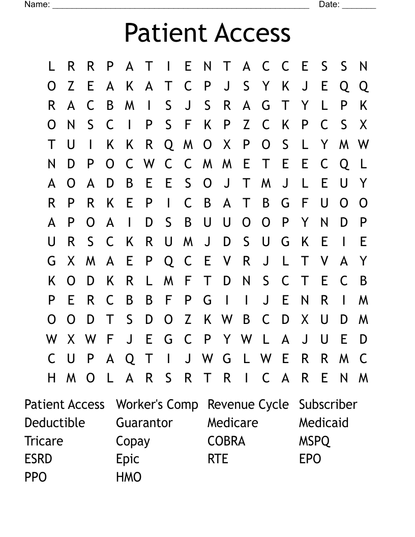 Patient Access Word Search