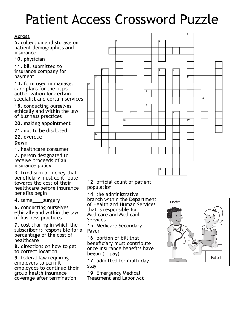 Patient Access Crossword Puzzle