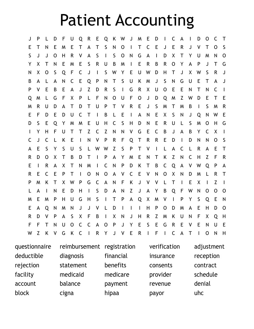 Patient Accounting Word Search