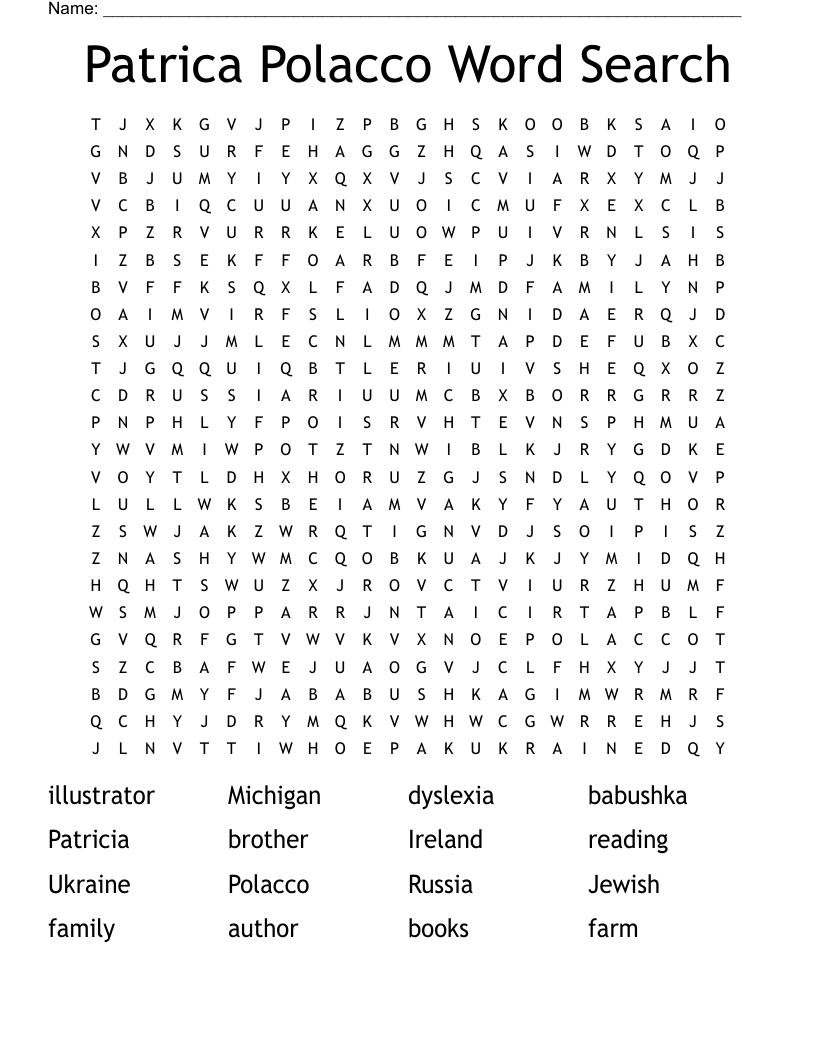 Patrica Polacco Word Search