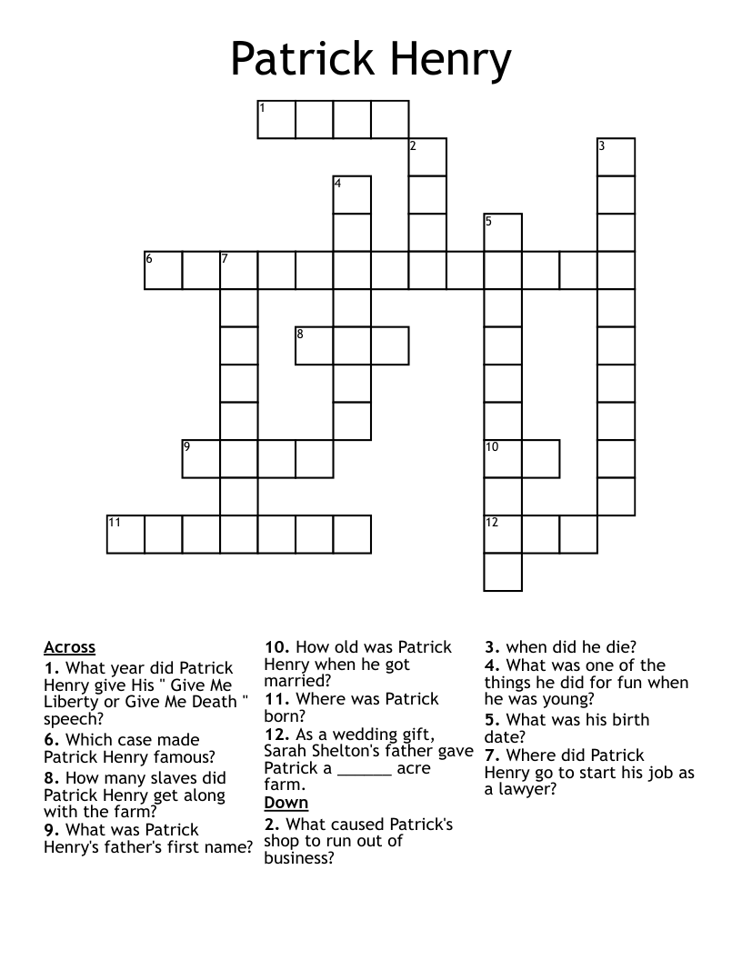 Patrick Henry Crossword