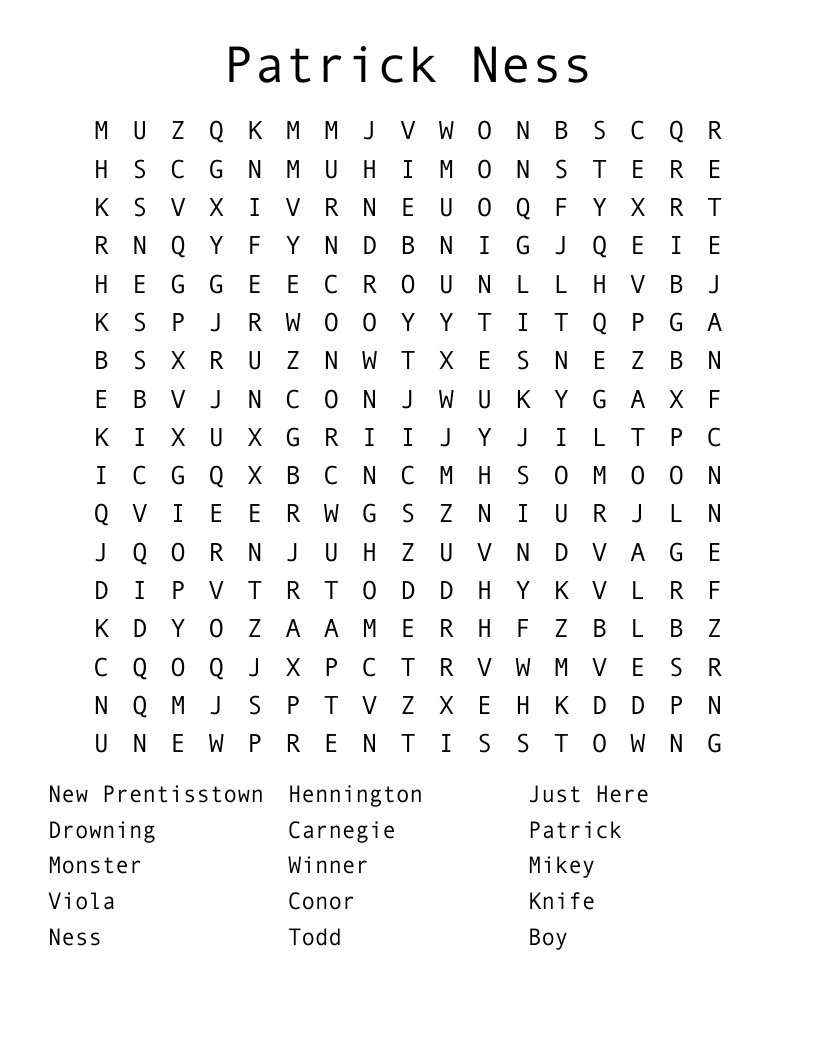 Patrick Ness Word Search