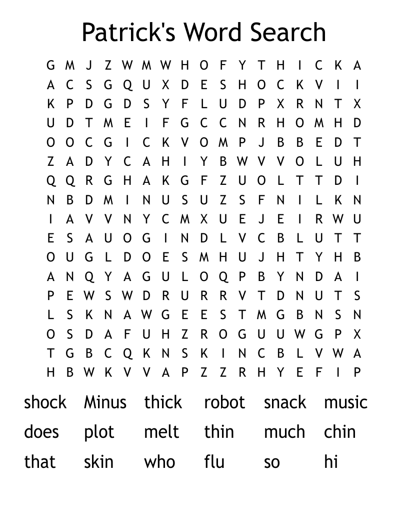 Patrick's Word Search