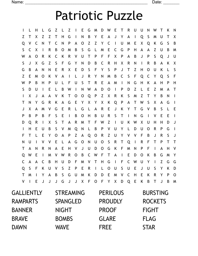 Patriotic Puzzle Word Search