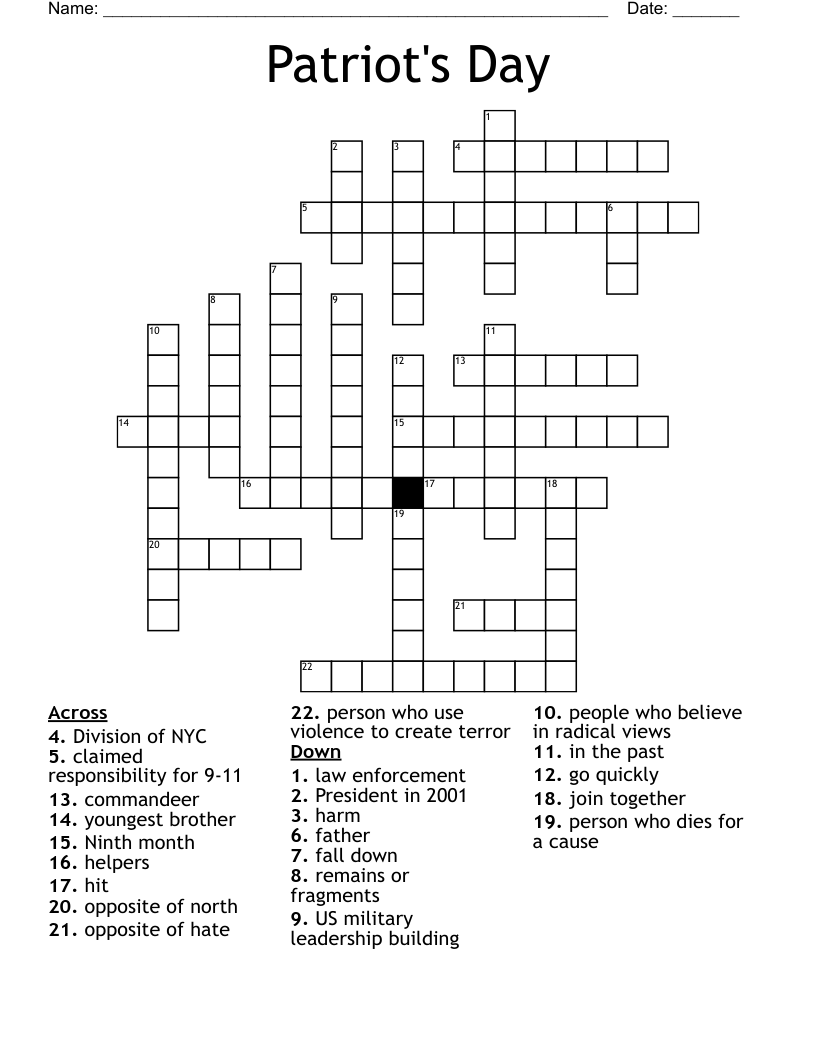 Patriot's Day Crossword