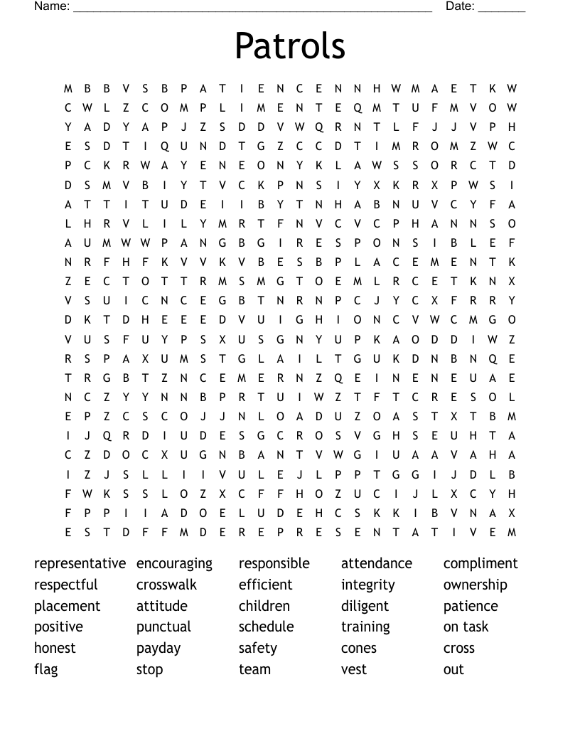 Patrols Word Search