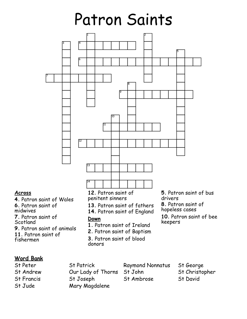 Patron Saints Crossword