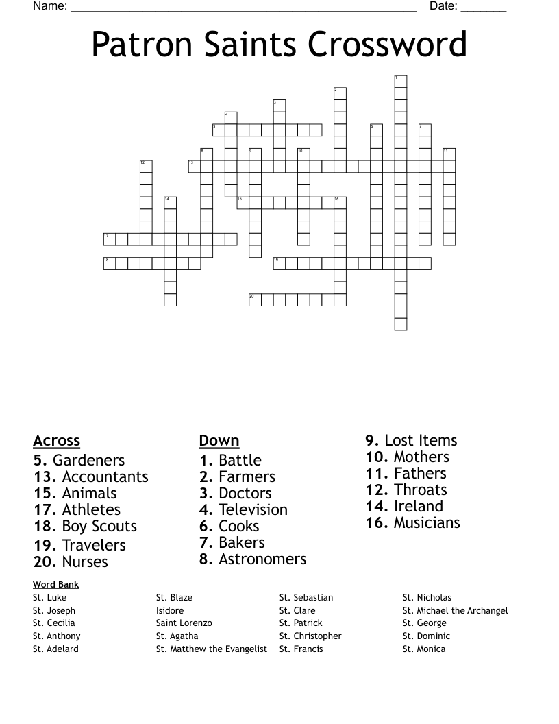Patron Saints Crossword 
