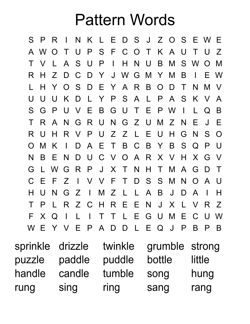 Pattern Words Word Search
