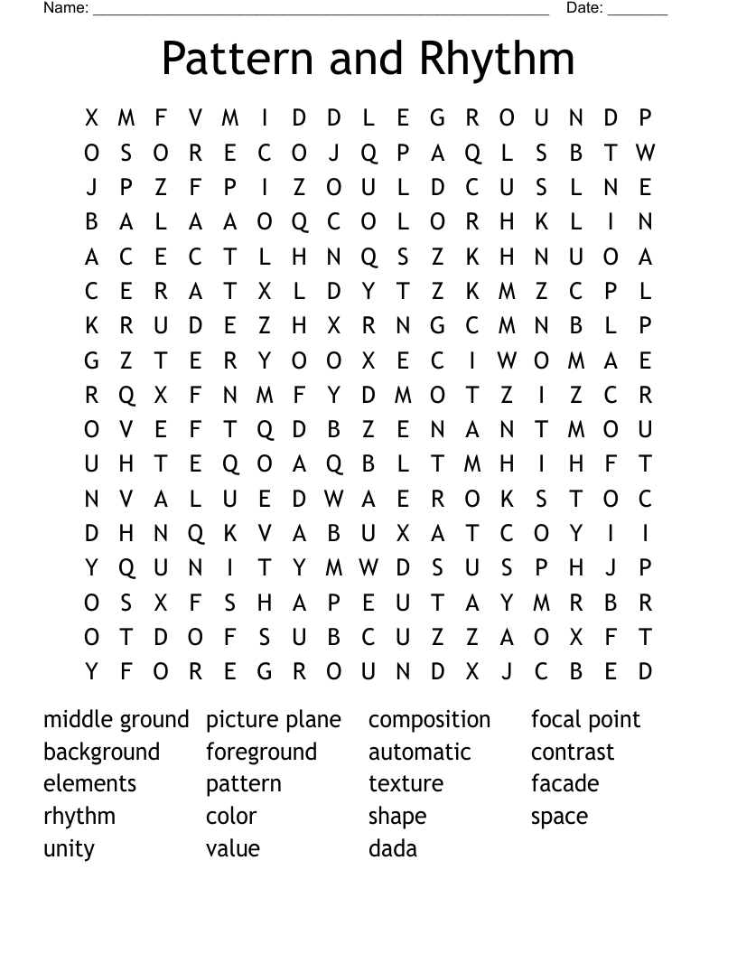 Pattern and Rhythm Word Search