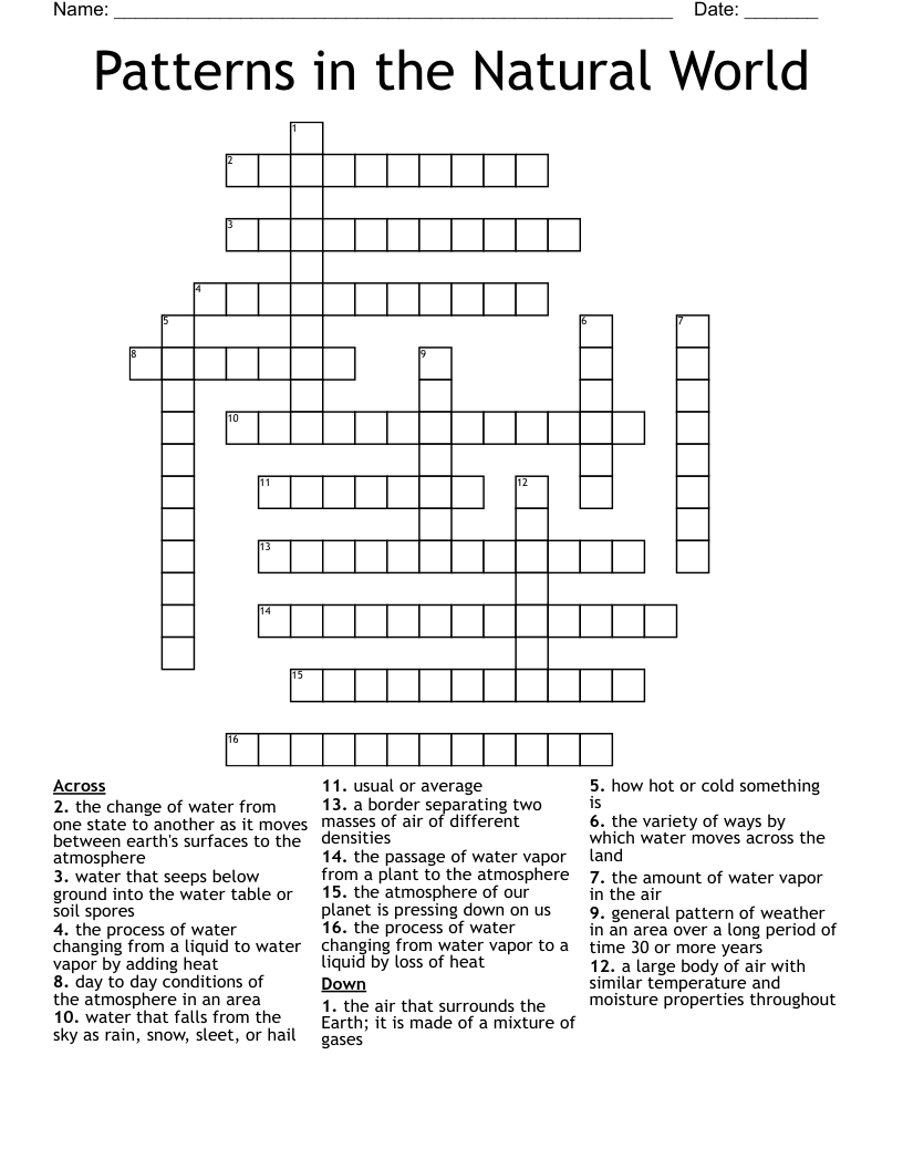 Patterns in the Natural World Crossword