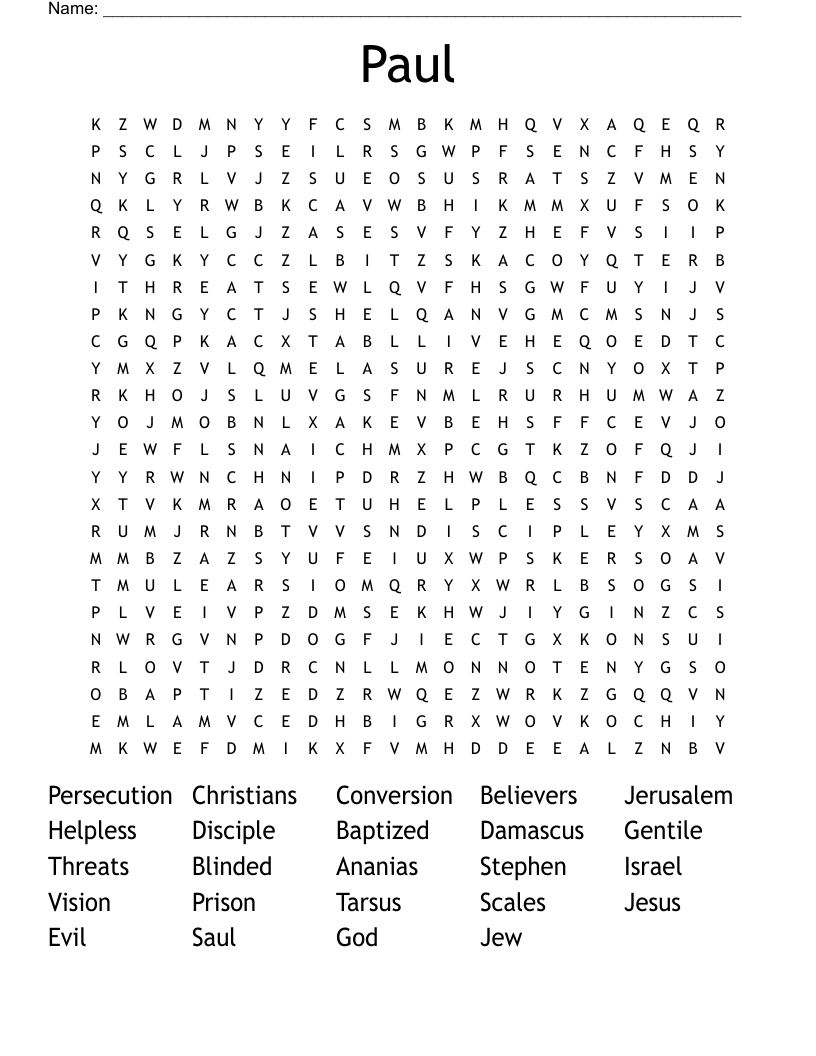 Paul Word Search