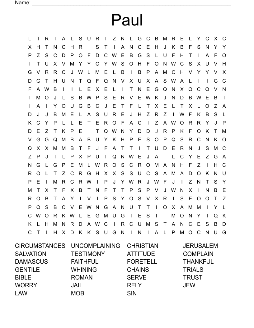 Paul Word Search