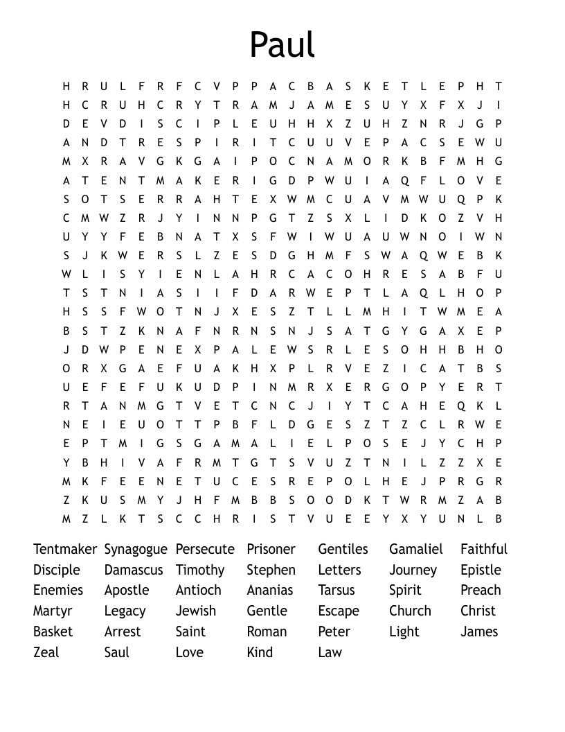 Paul Word Search