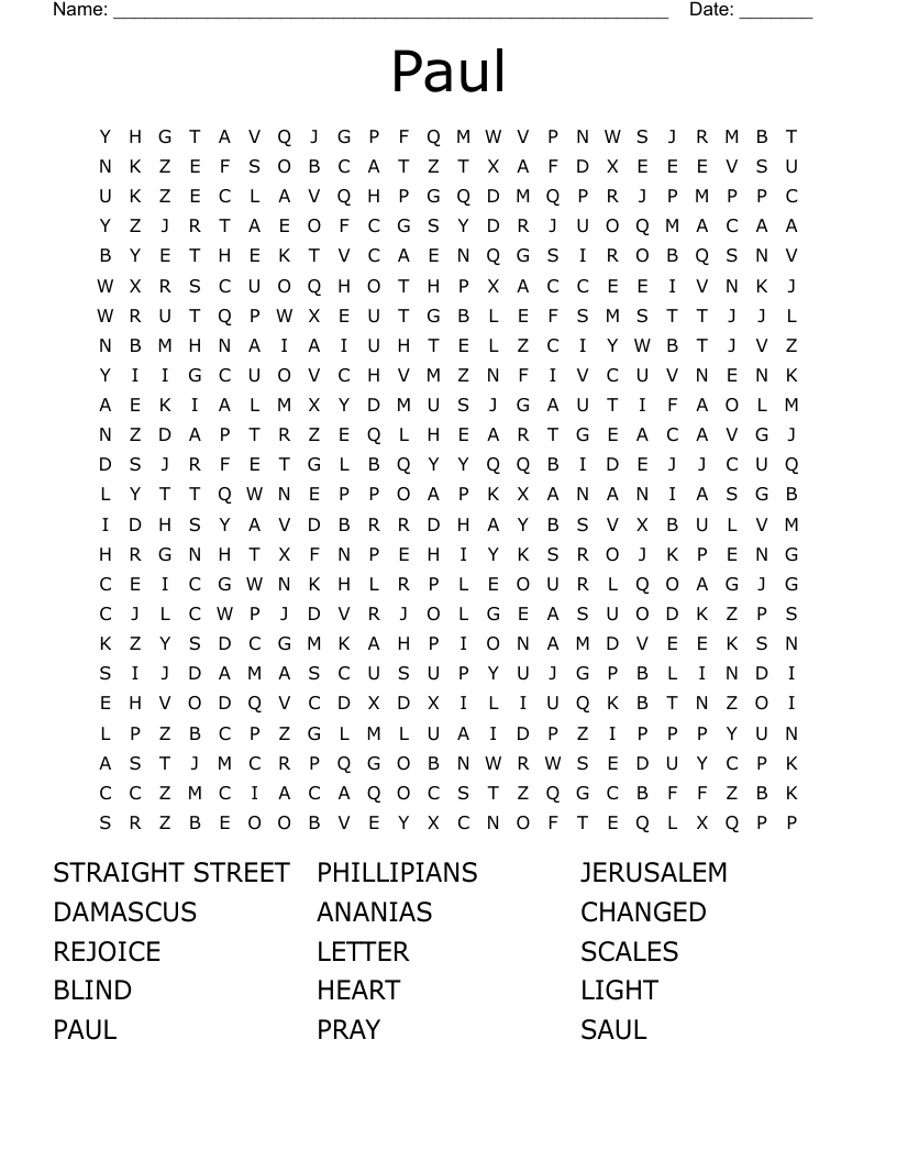 Paul Word Search