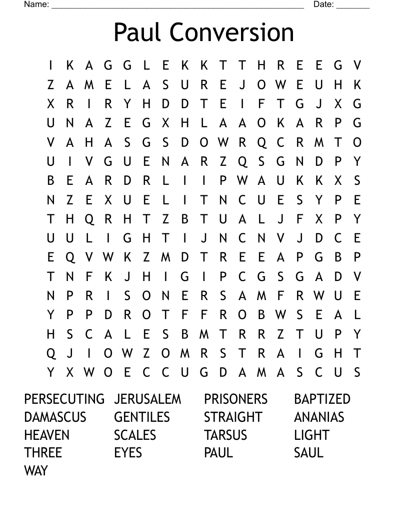 Paul Conversion Word Search
