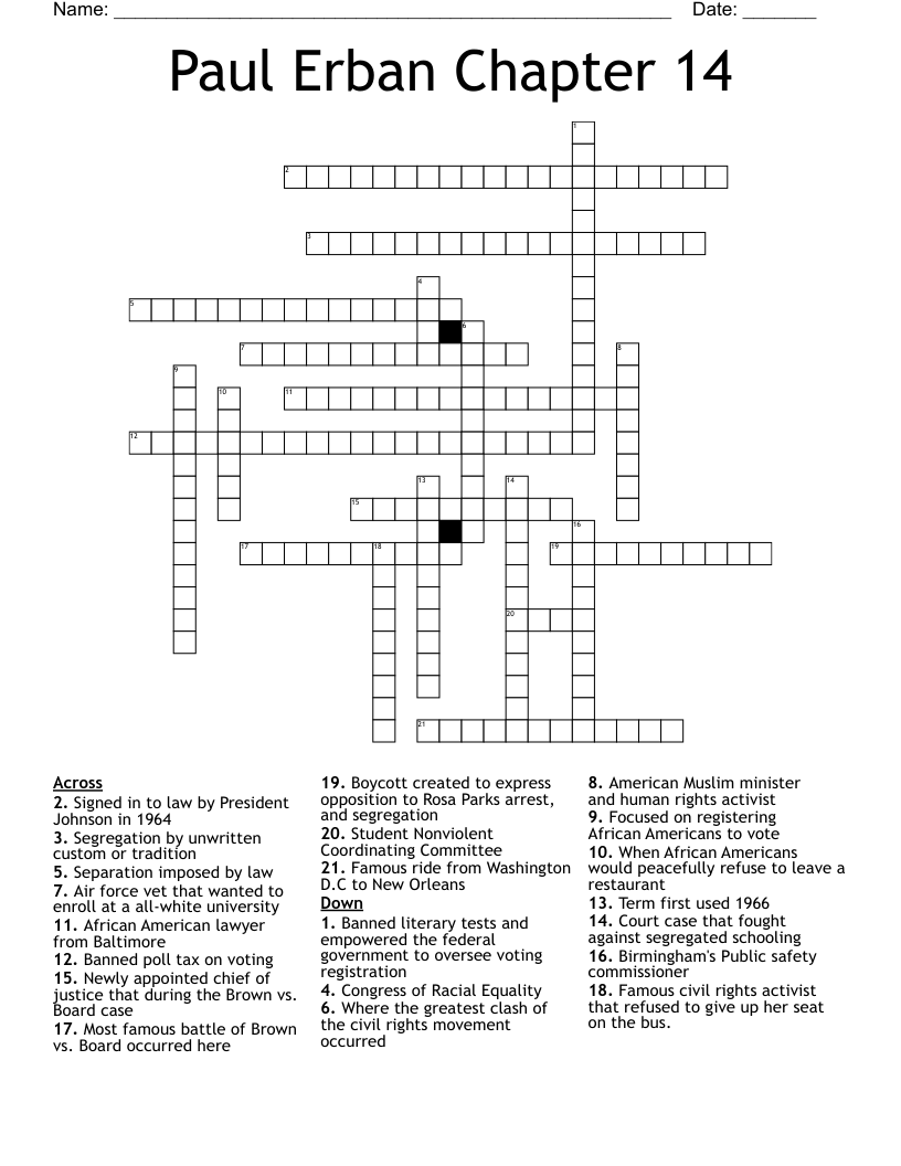 Paul Erban Chapter 14  Crossword