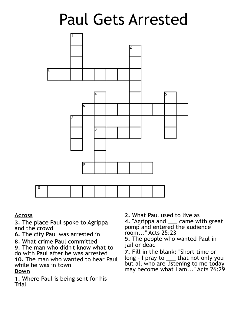 Paul Gets Arrested Crossword