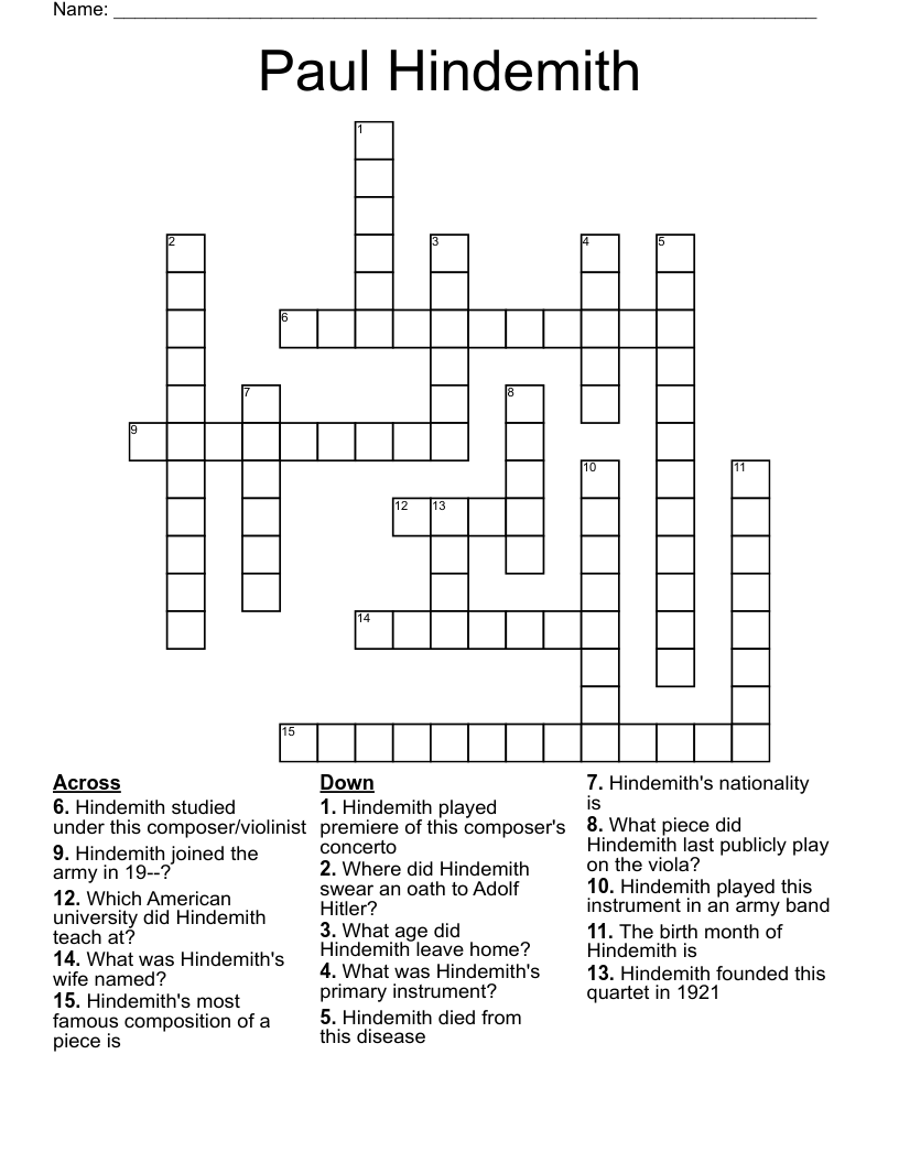 Paul Hindemith Crossword