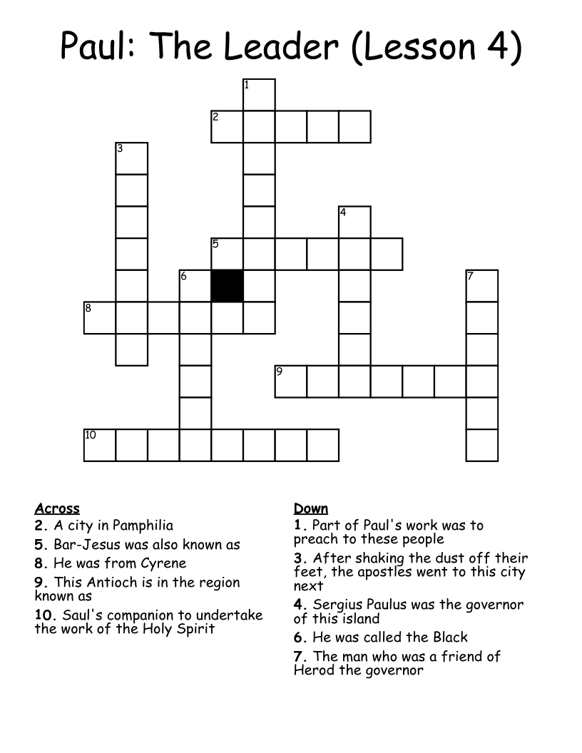 Paul: The Leader (Lesson 4) Crossword
