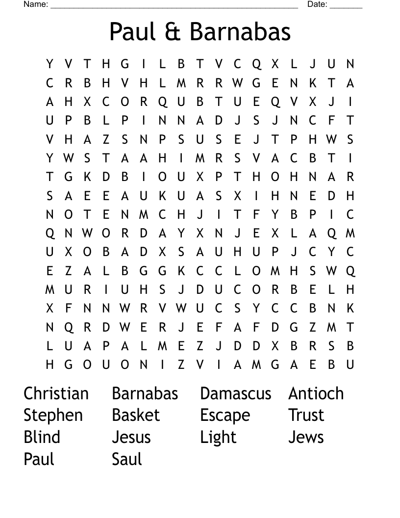 Paul & Barnabas Word Search