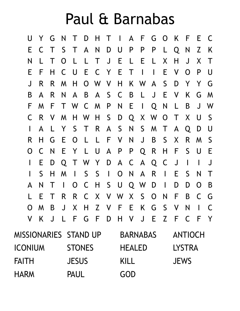 Paul & Barnabas Word Search
