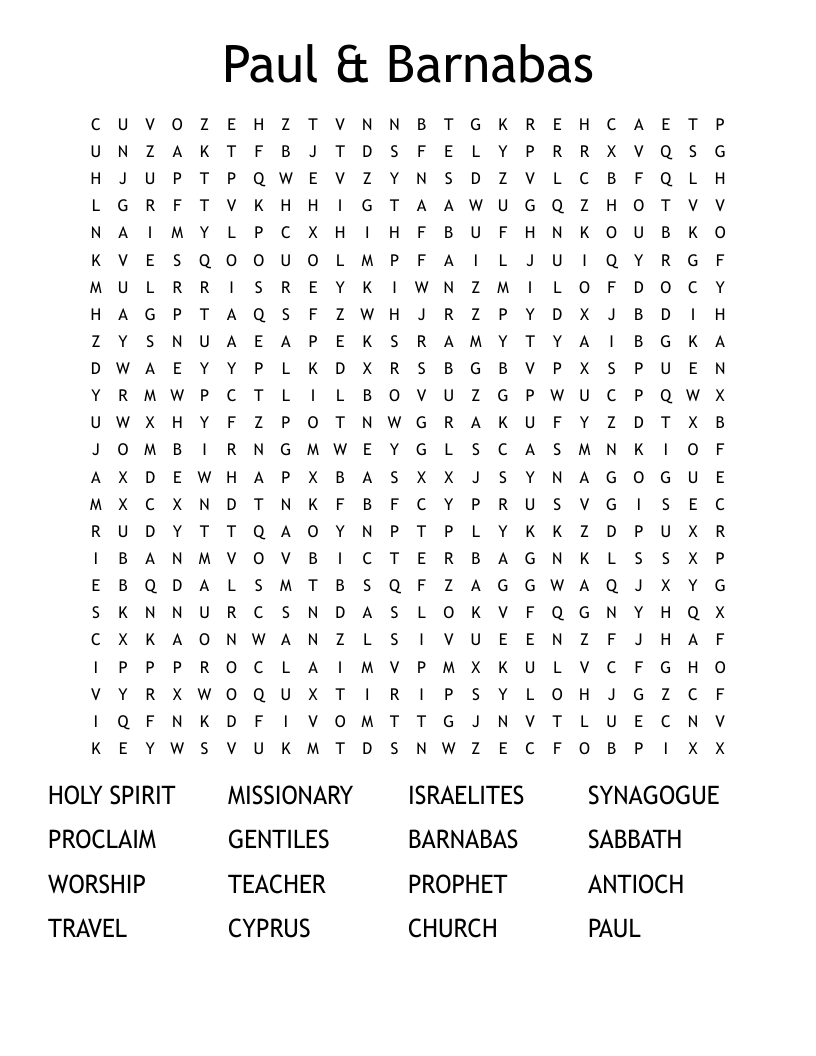 Paul & Barnabas Word Search