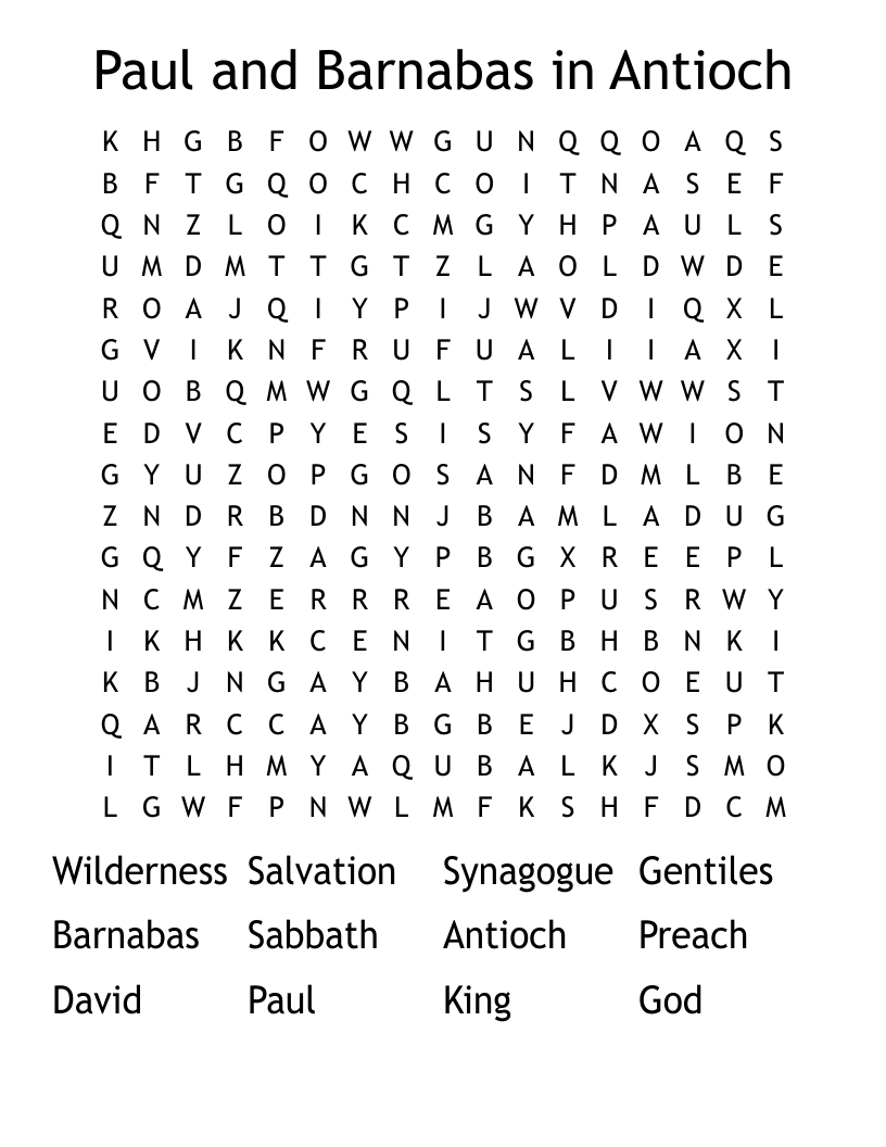 Paul and Barnabas in Antioch Word Search