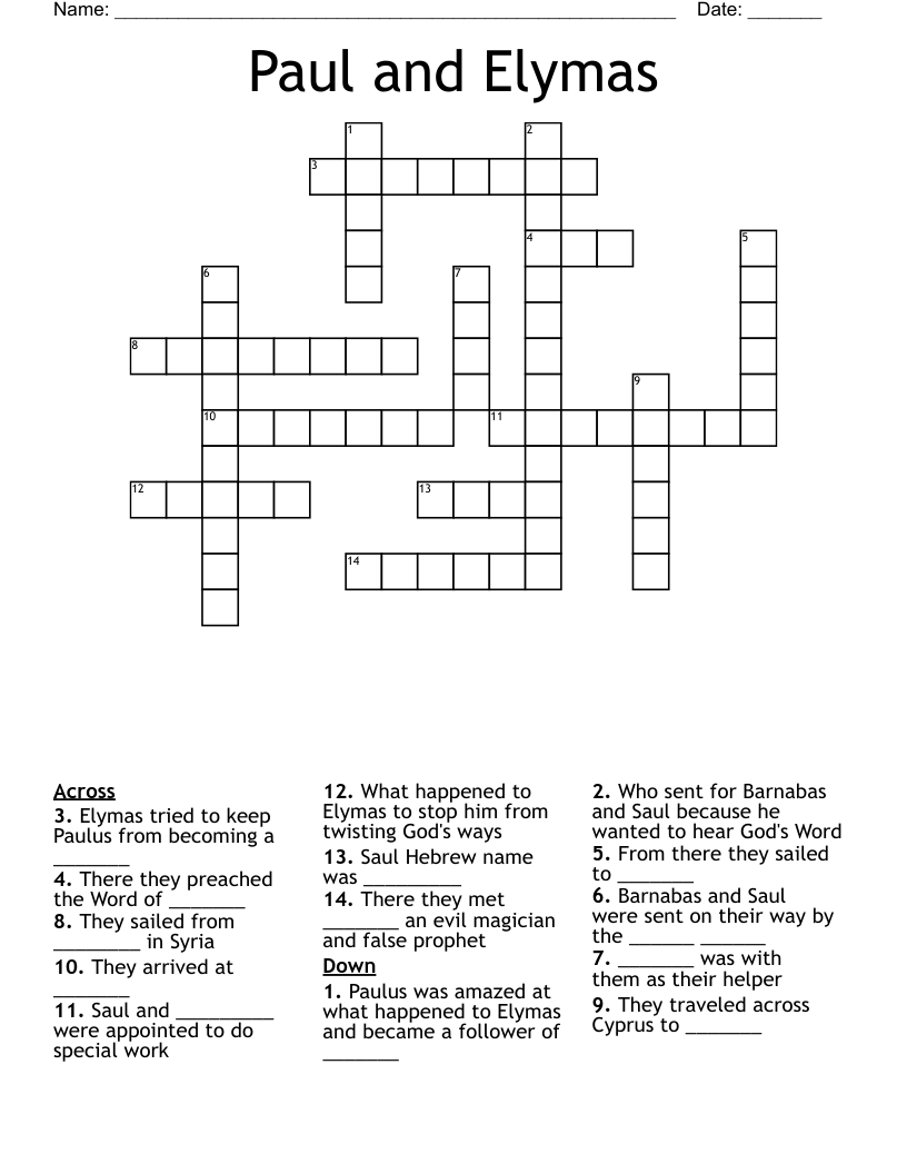 Paul and Elymas Crossword