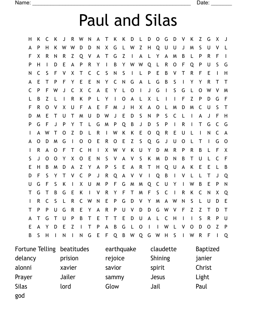 Paul and Silas Word Search
