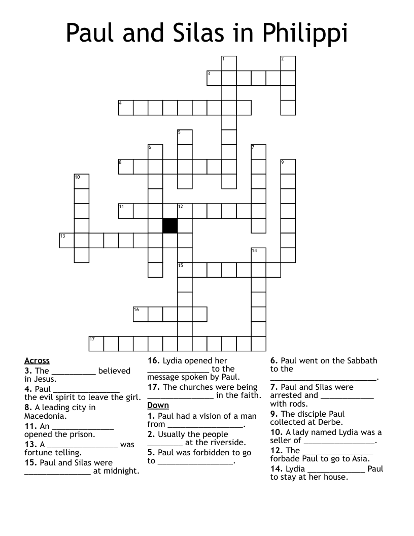 Paul and Silas in Philippi Crossword