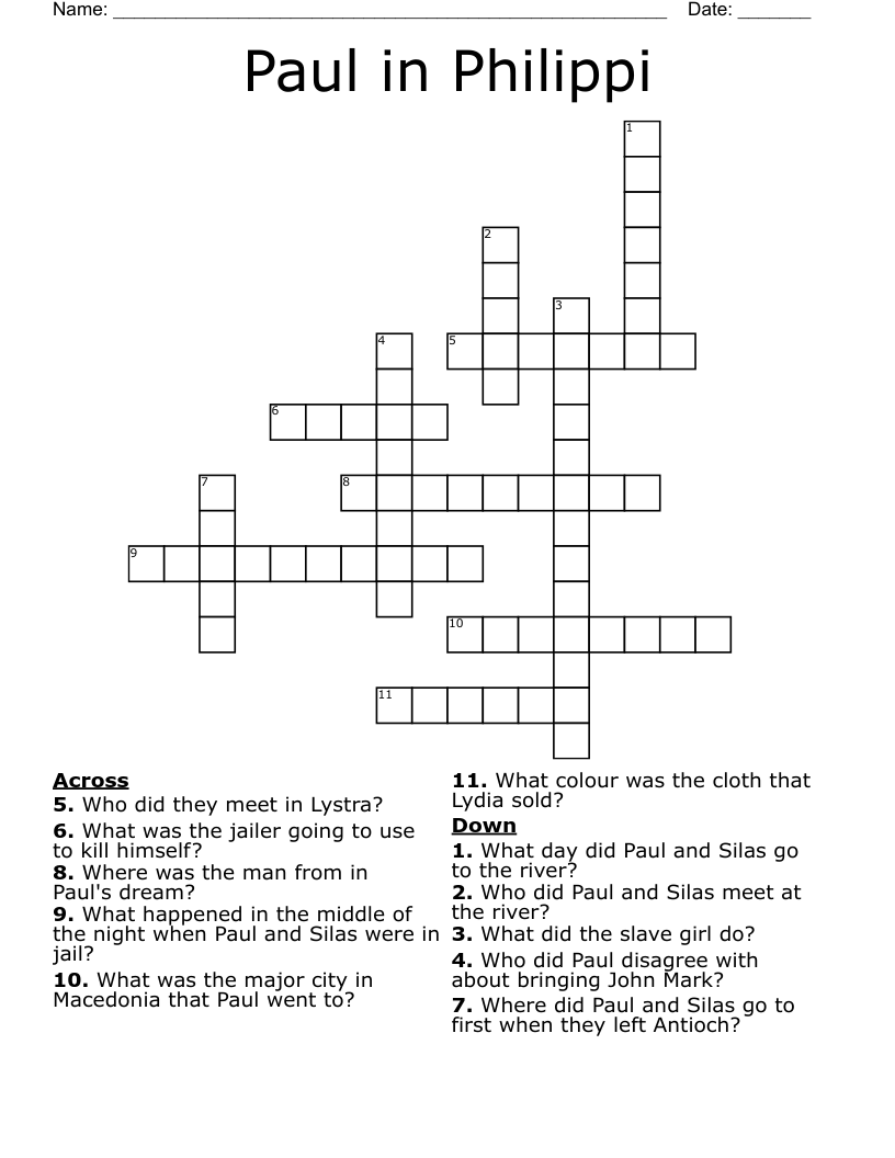 Paul in Philippi Crossword