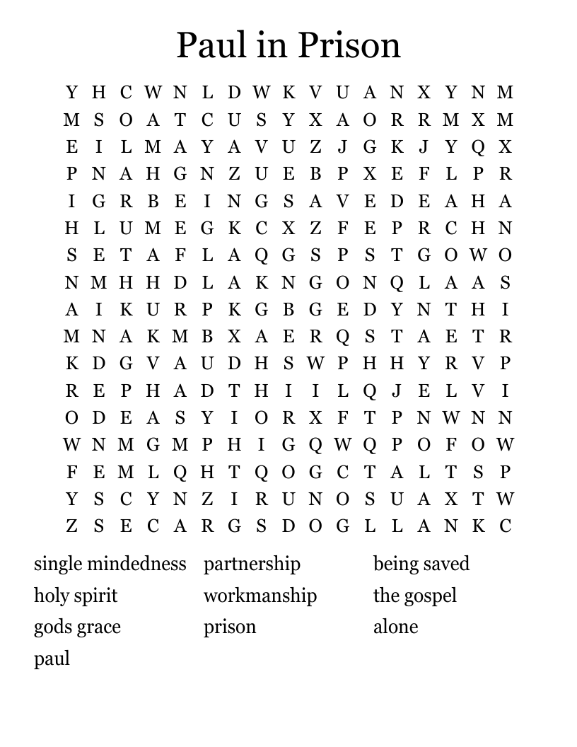 Paul in Prison Word Search