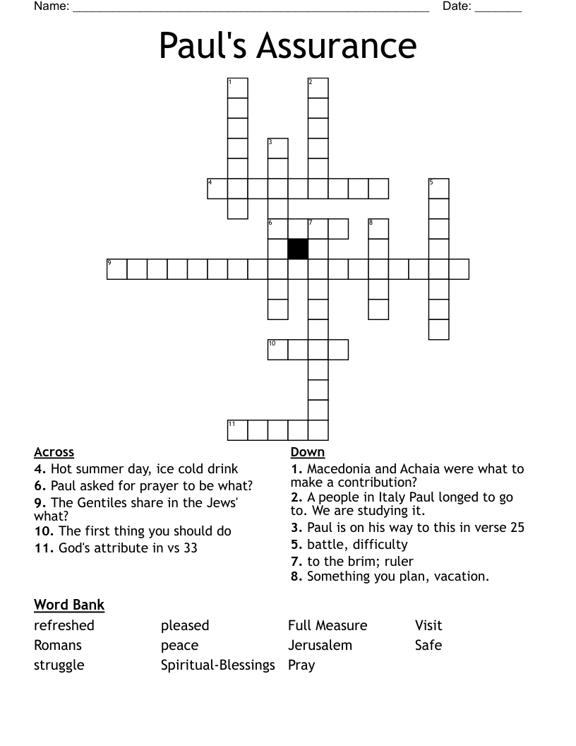 Paul's Assurance Crossword