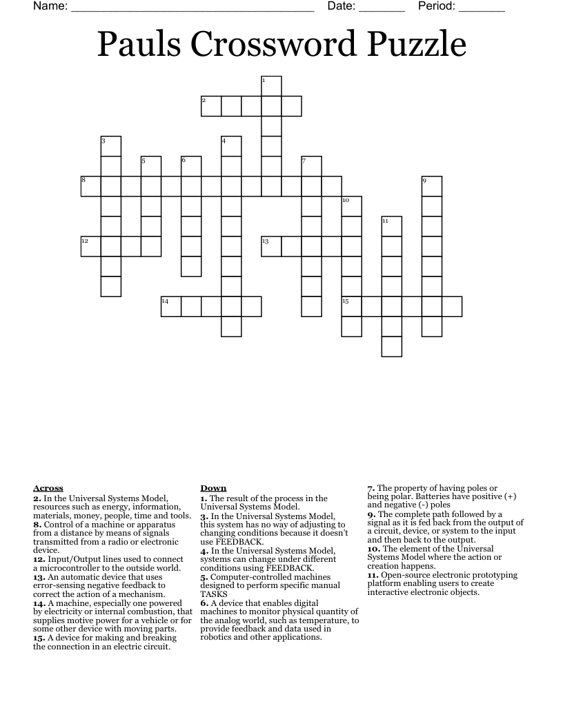 Pauls Crossword Puzzle 