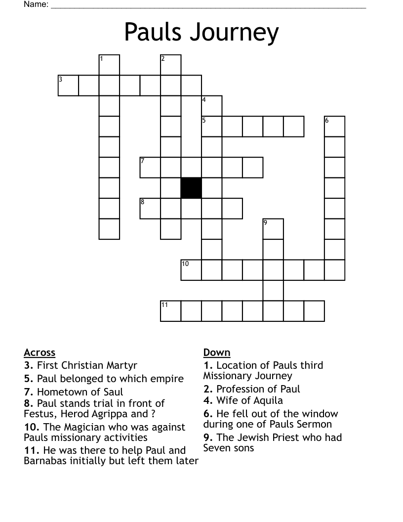 Pauls Journey Crossword
