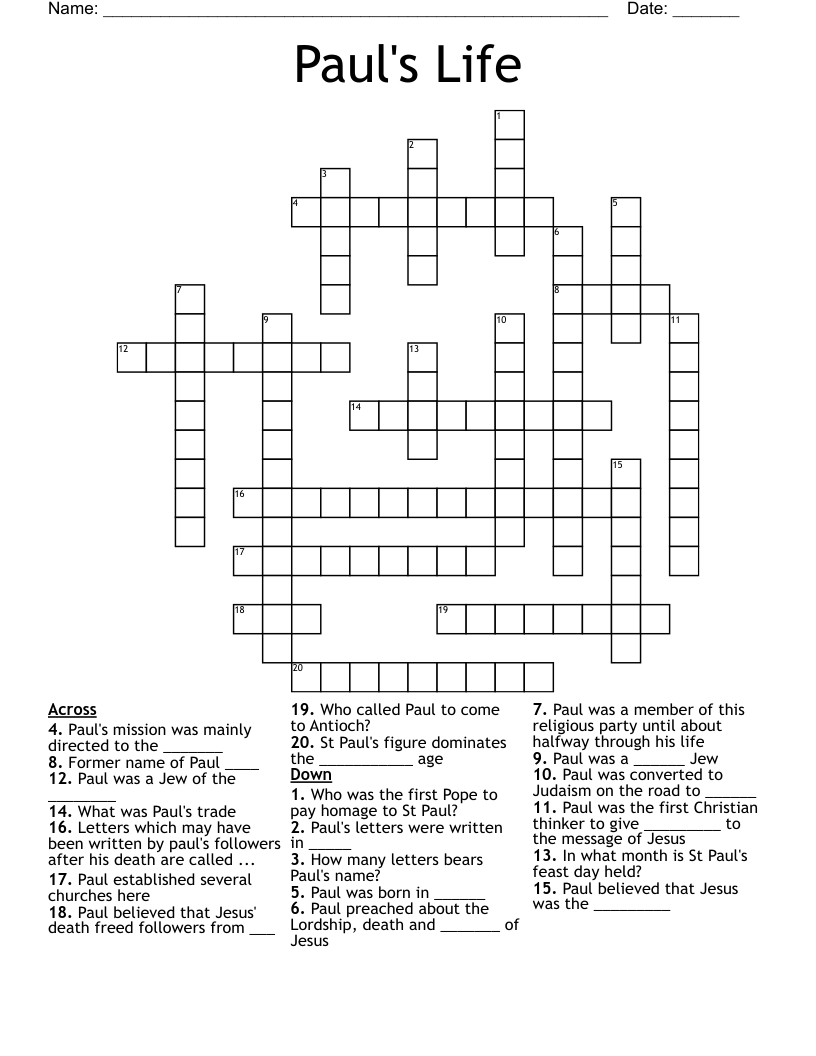 Paul's Life Crossword